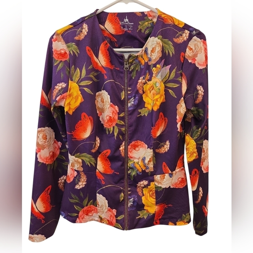 DISNEY PARKS TINKERBELL PEPLUM ZIP FRONT JACKET,CARDIGAN,BLAZER. SIZE X-SMALL.
